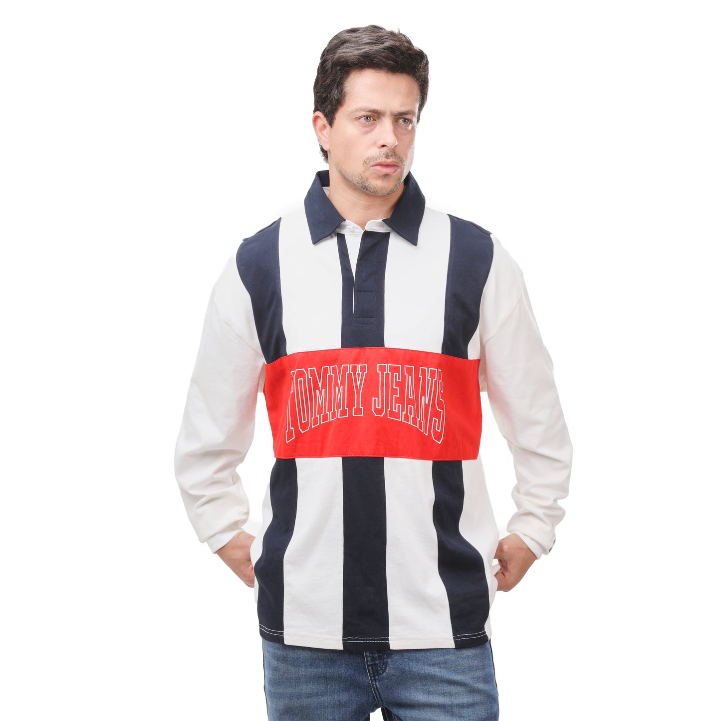 Tommy Jeans Bold Vertical Stripe Rugby Shirt