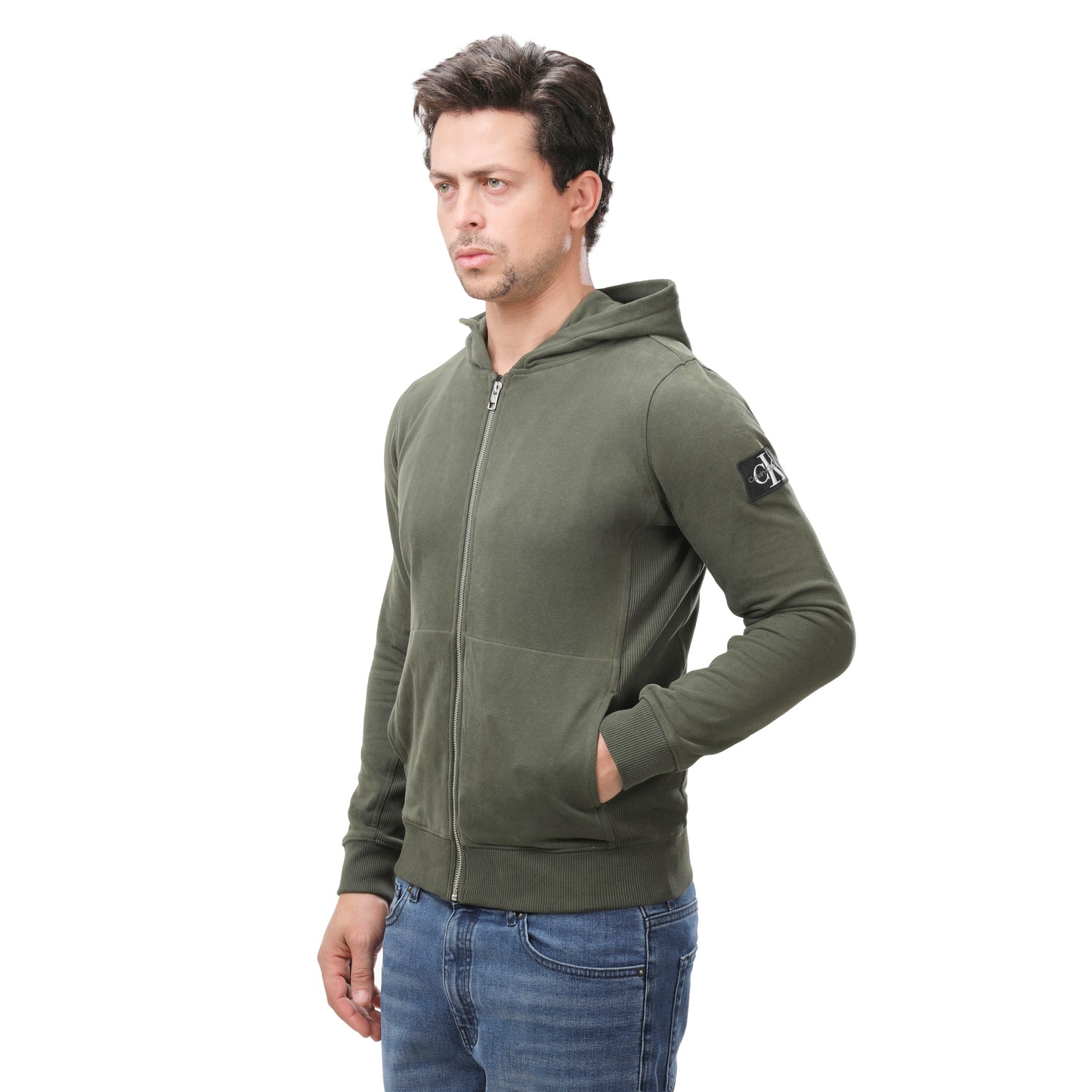 Calvin Klein Jeans Men’s Monogram Patch Zip-Up Hoodie