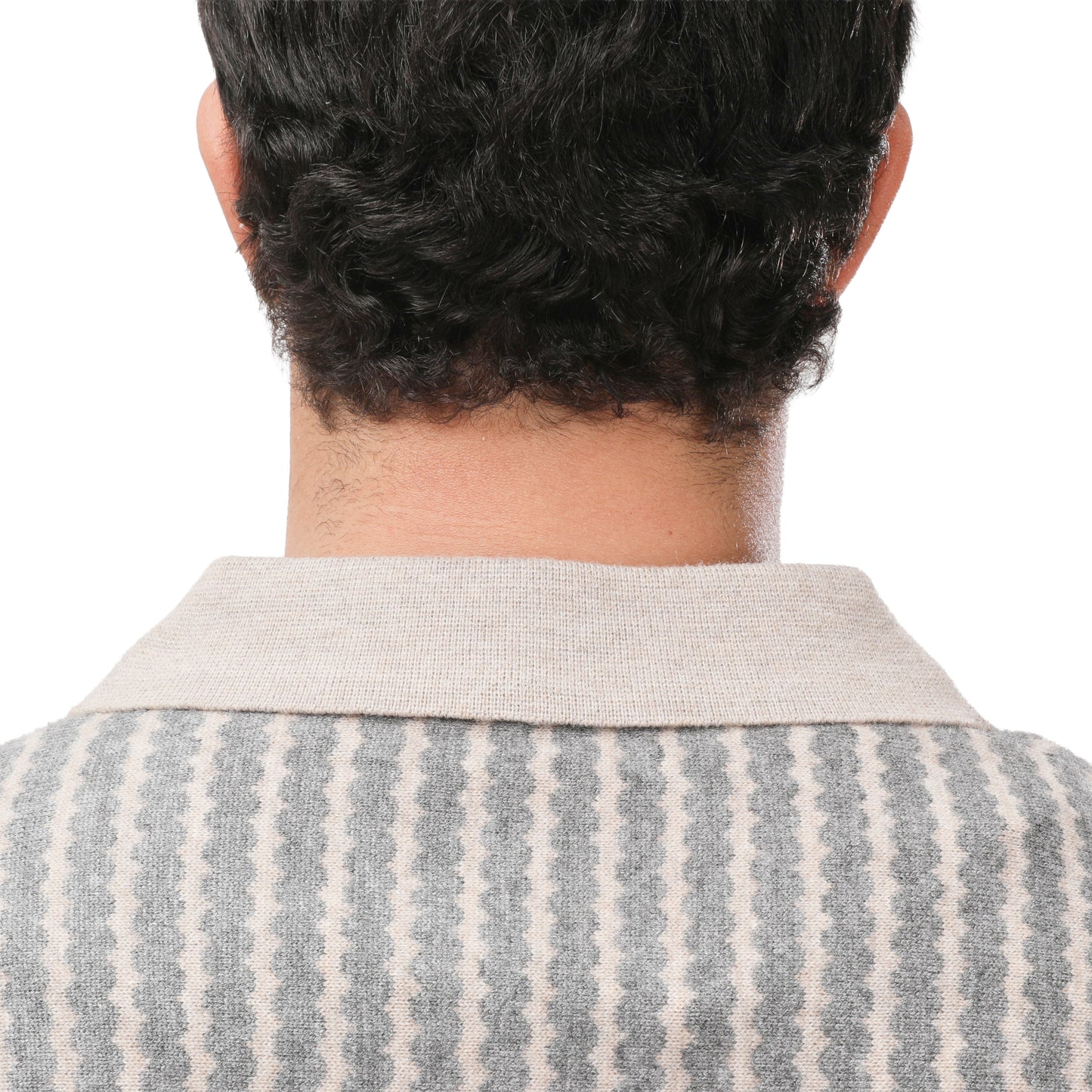 ZARA Textured Knit V-Neck Polo Shirt