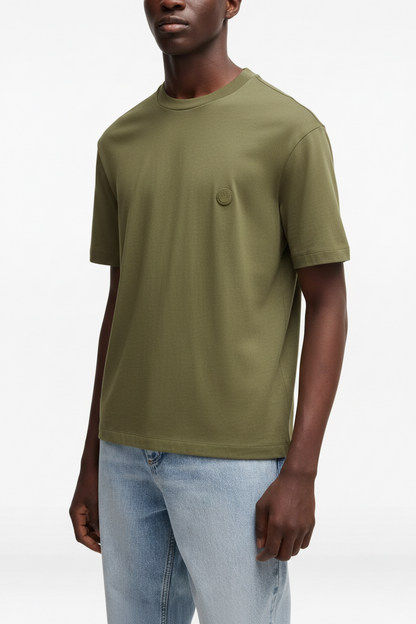 HUGO Men's Tonal Circular Badge Minimalist Luxury T-Shirt