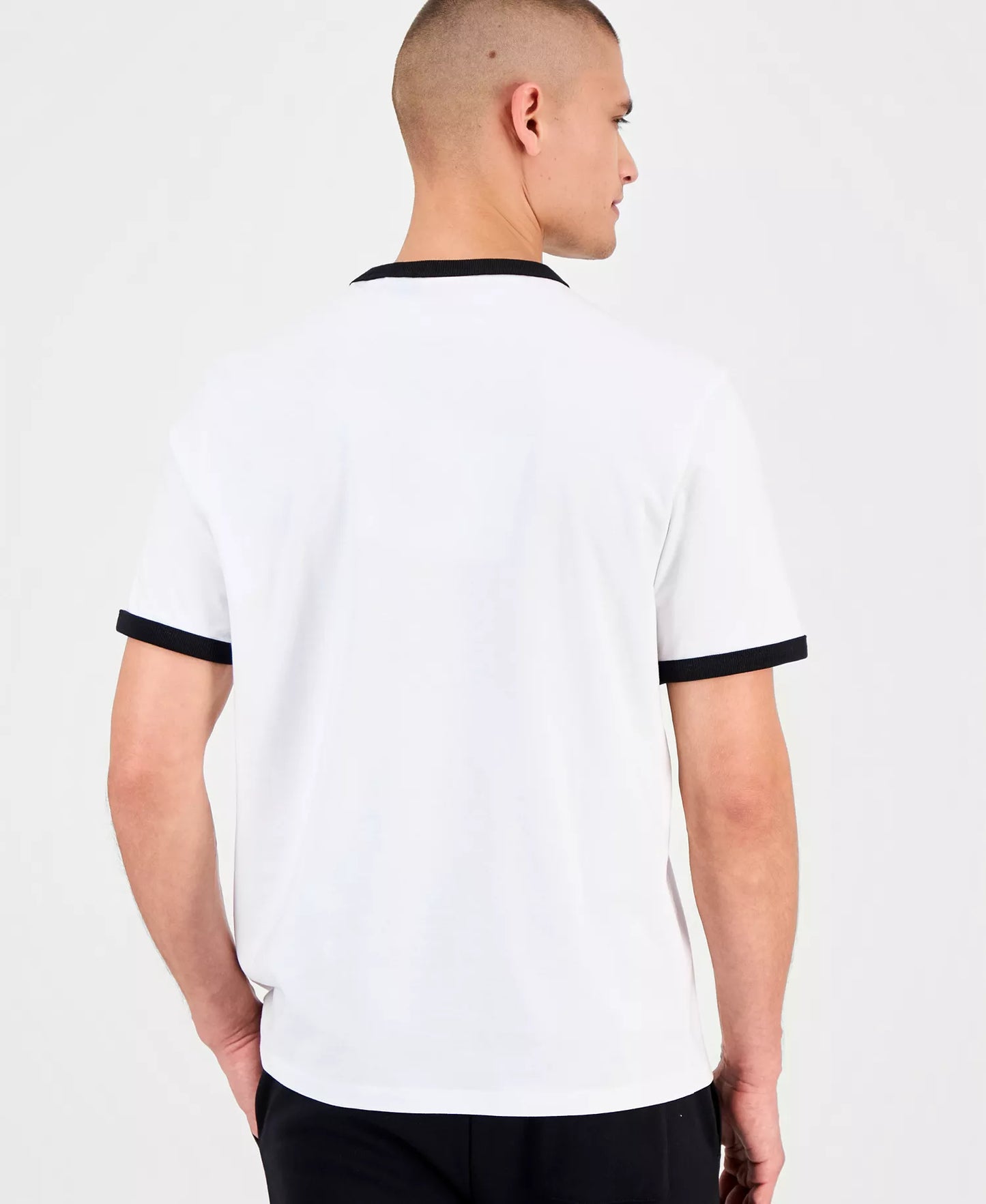 BOSS Men's Grey Melange Contrast Logo Shoulder Tape Luxury T-Shirt
