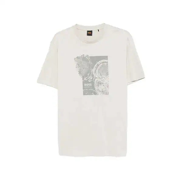 BOSS Men's White Vertical Fade-Effect Stripe Luxury T-Shirt