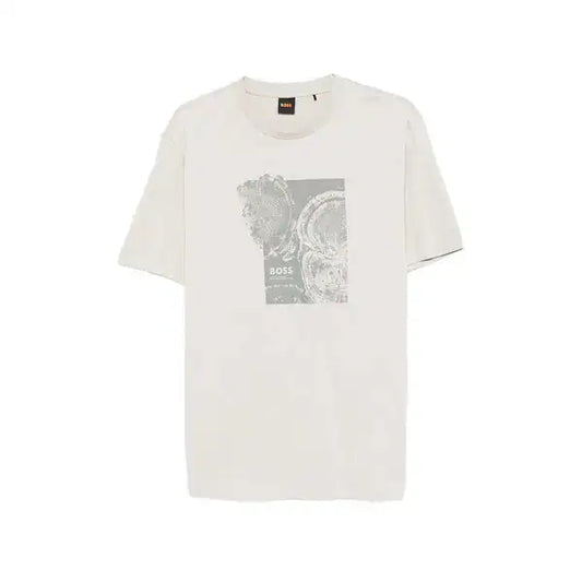 BOSS Men's White Vertical Fade-Effect Stripe Luxury T-Shirt