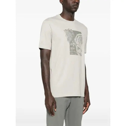 BOSS Men's White Vertical Fade-Effect Stripe Luxury T-Shirt