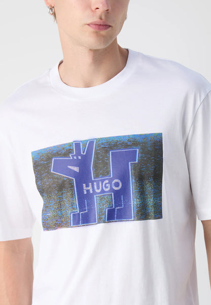 HUGO Men's Cyber-Dog Graphic Box Logo Luxury T-Shirt