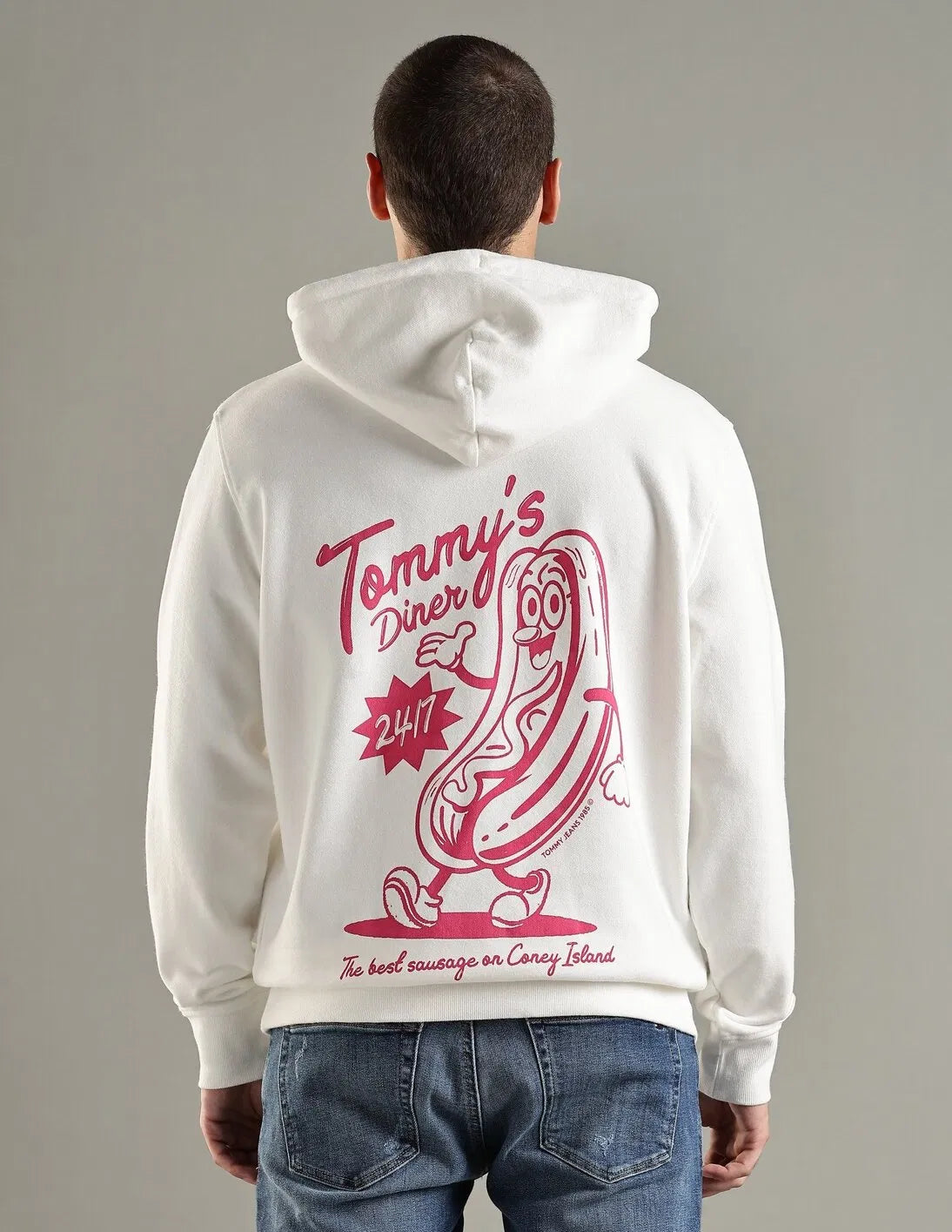 Tommy’s Diner Hoodie – White Graphic