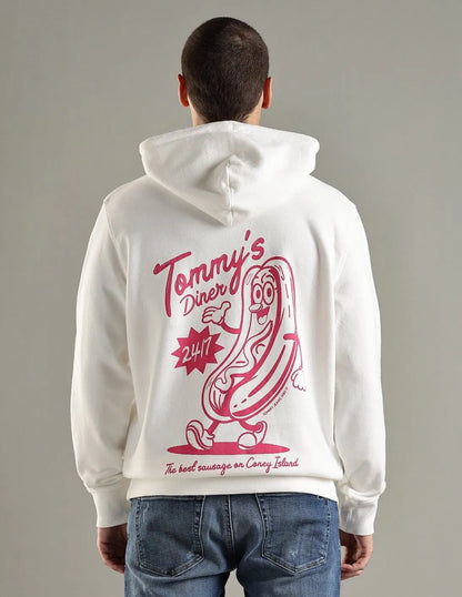 Tommy’s Diner Hoodie – White Graphic