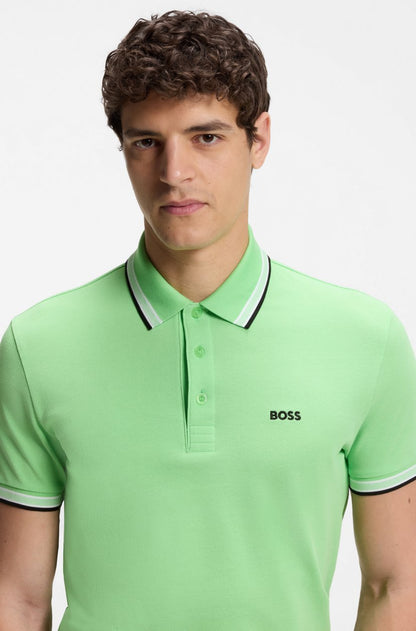 BOSS Men's Slim-Fit Pique Polo Shirt with Contrast Tipped Collar