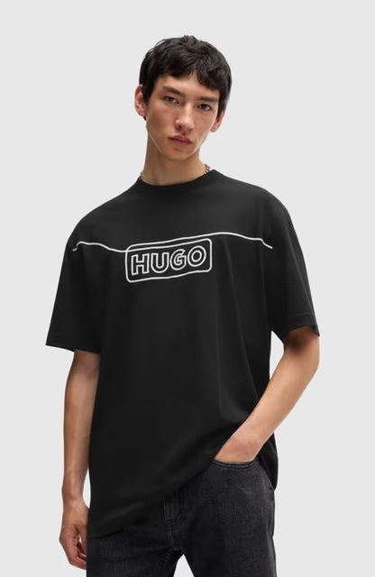 HUGO Men's Continuous One-Line Logo Luxury T-Shirt