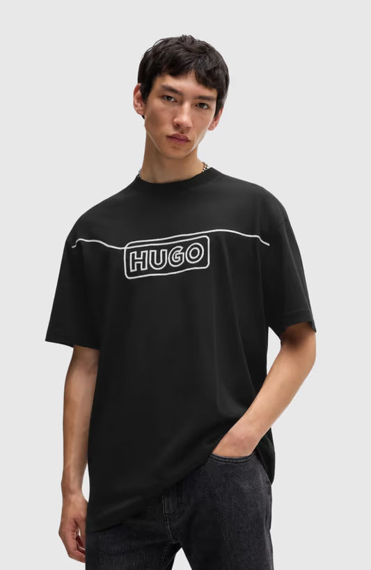 HUGO Men's Continuous One-Line Logo Luxury T-Shirt