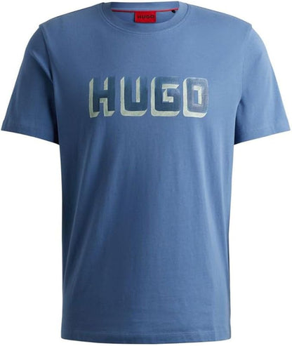 HUGO Men's 3D Retro Block Logo Luxury T-Shirt