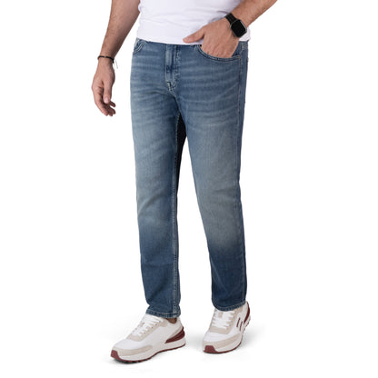 BOSS Men's Slim-Fit Stretch Jeans with Subtle Fading