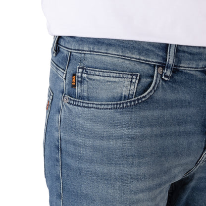 BOSS Men's Slim-Fit Stretch Jeans with Subtle Fading