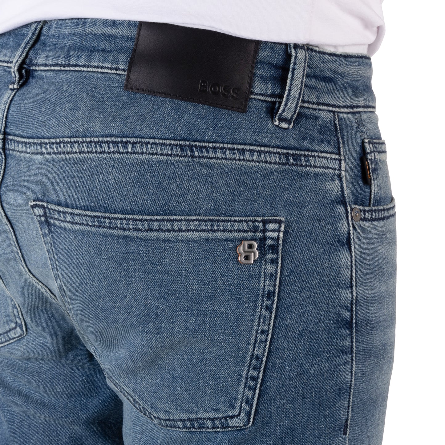 BOSS Men's Slim-Fit Stretch Jeans with Subtle Fading