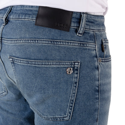 BOSS Men's Slim-Fit Stretch Jeans with Subtle Fading