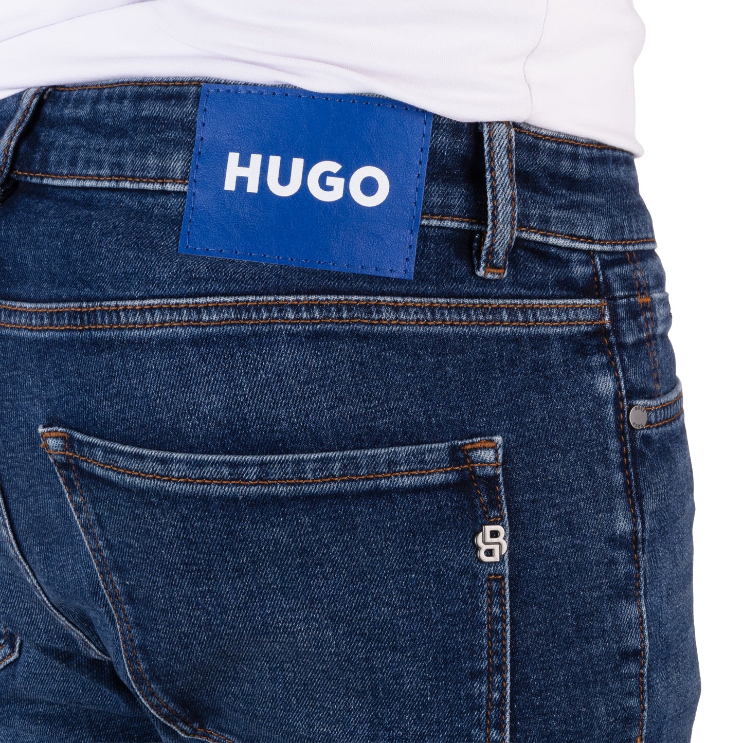 HUGO Men's 734 Delaware Slim-Fit Stretch Denim Jeans with Branded Patch
