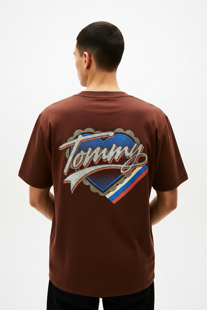 Tommy Jeans Men's Retro Heart Script Logo T-Shirt - Brown