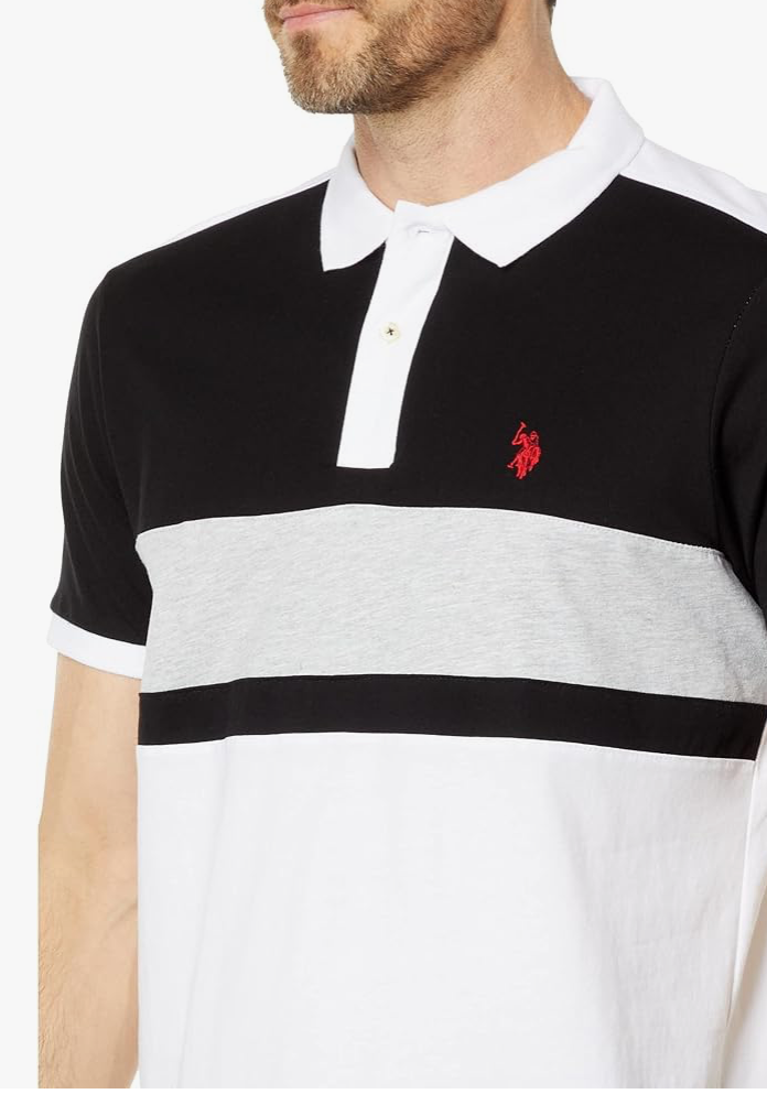 U.S. Polo Assn. Men's Chest Stripe Colorblock Polo Shirt