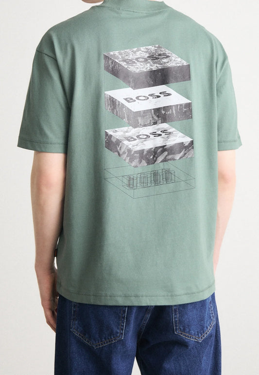 BOSS Men's 3D Layered Block Graphic Logo T-Shirt