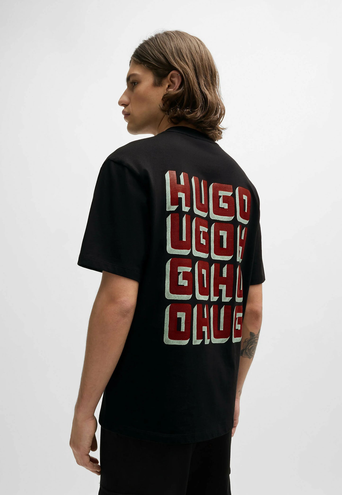 BOSS Men's Linear Outline Logo Luxury T-Shirt