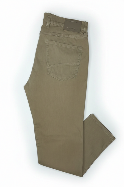 Bugatti Men's Beige Stretch Cotton Five-Pocket Chino Trousers