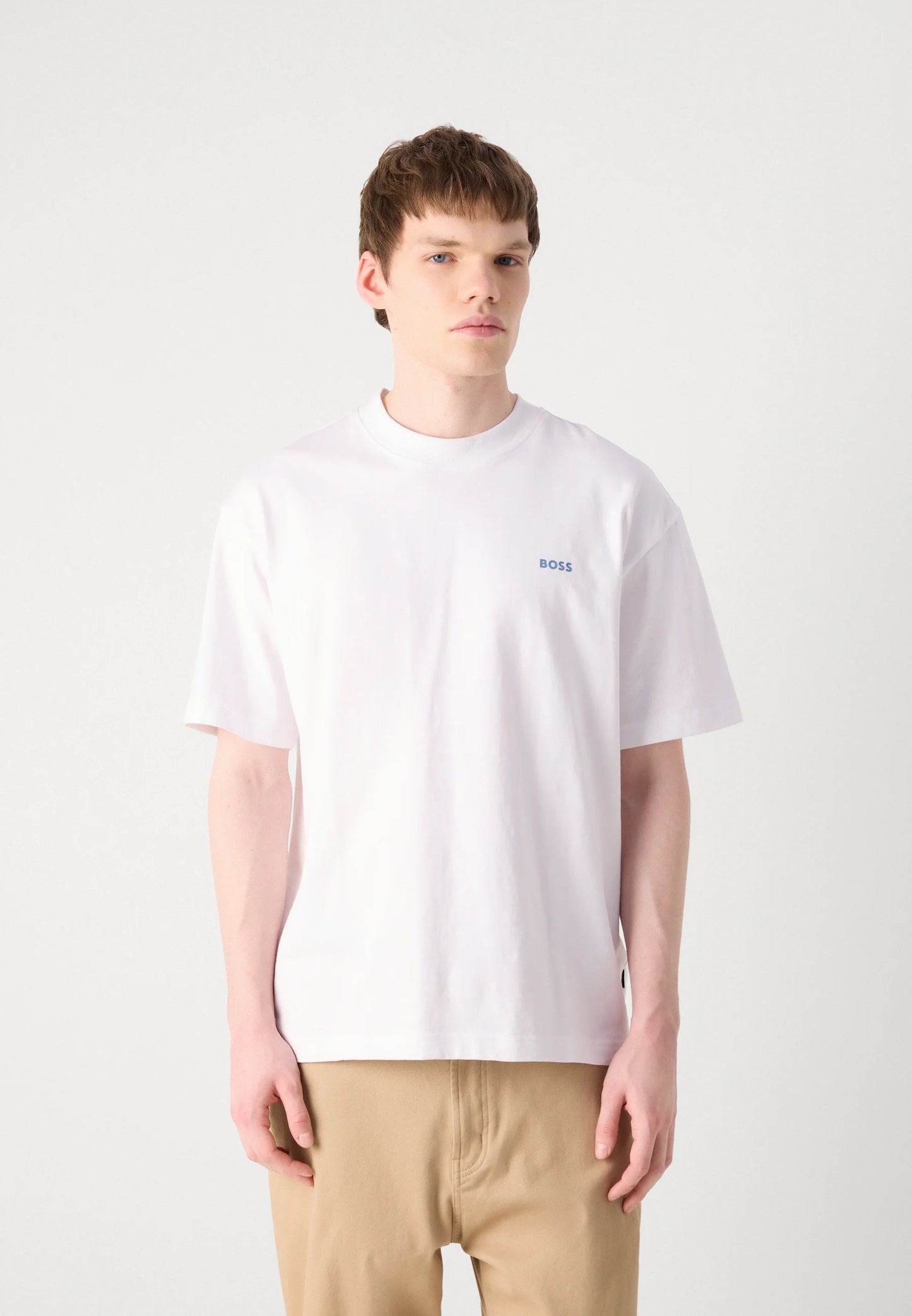 HUGO Men's Cyber Airbrush Graphic Logo Luxury T-Shirt - White