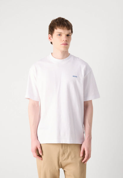 HUGO Men's Cyber Airbrush Graphic Logo Luxury T-Shirt - White
