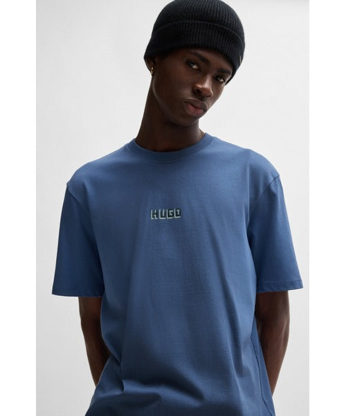 HUGO Men's 3D Typography Matrix Block Logo Luxury T-Shirt