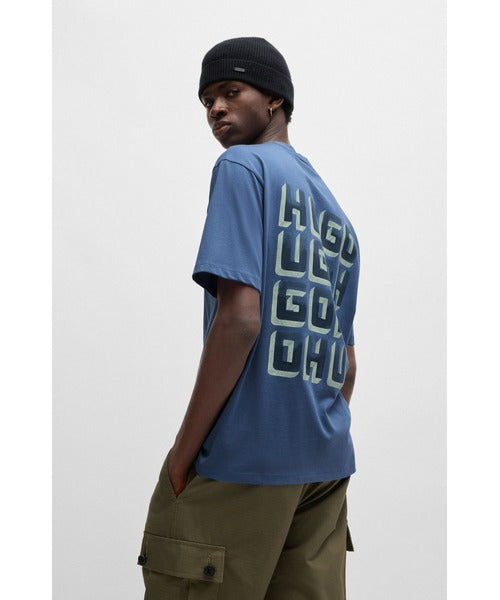 HUGO Men's 3D Typography Matrix Block Logo Luxury T-Shirt
