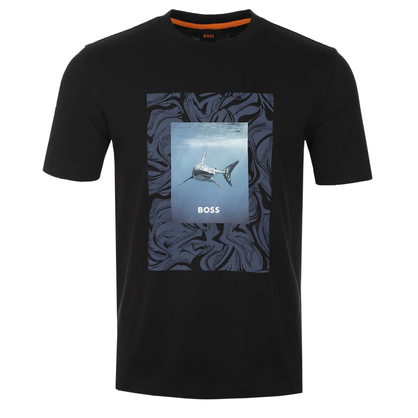 BOSS Men's Black Marine Shark Graphic Luxury T-Shirt