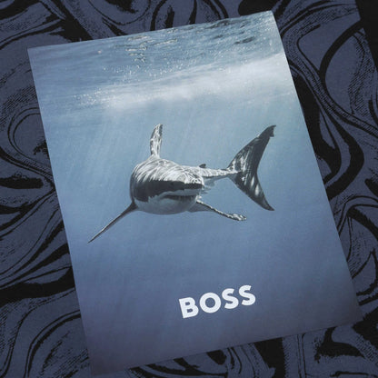 BOSS Men's Black Marine Shark Graphic Luxury T-Shirt