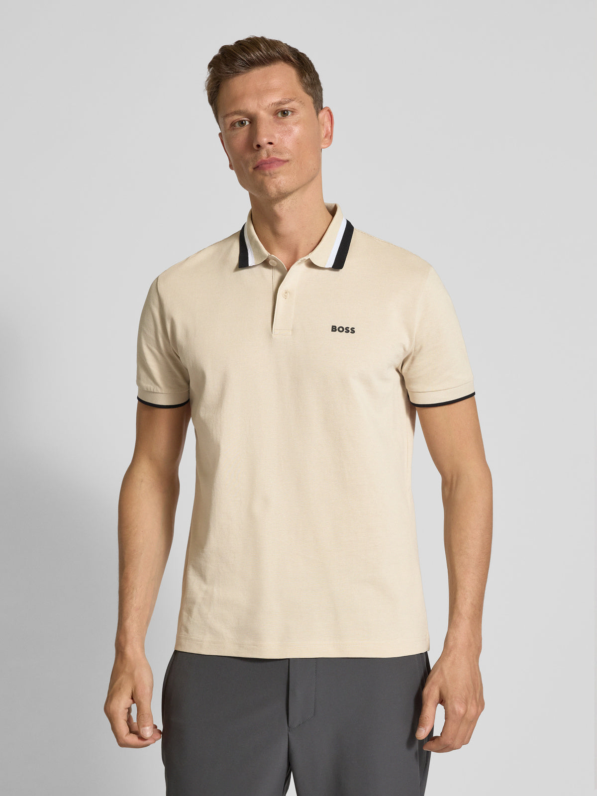 BOSS Men's Slim-Fit Pique Polo Shirt with Tipped Collar