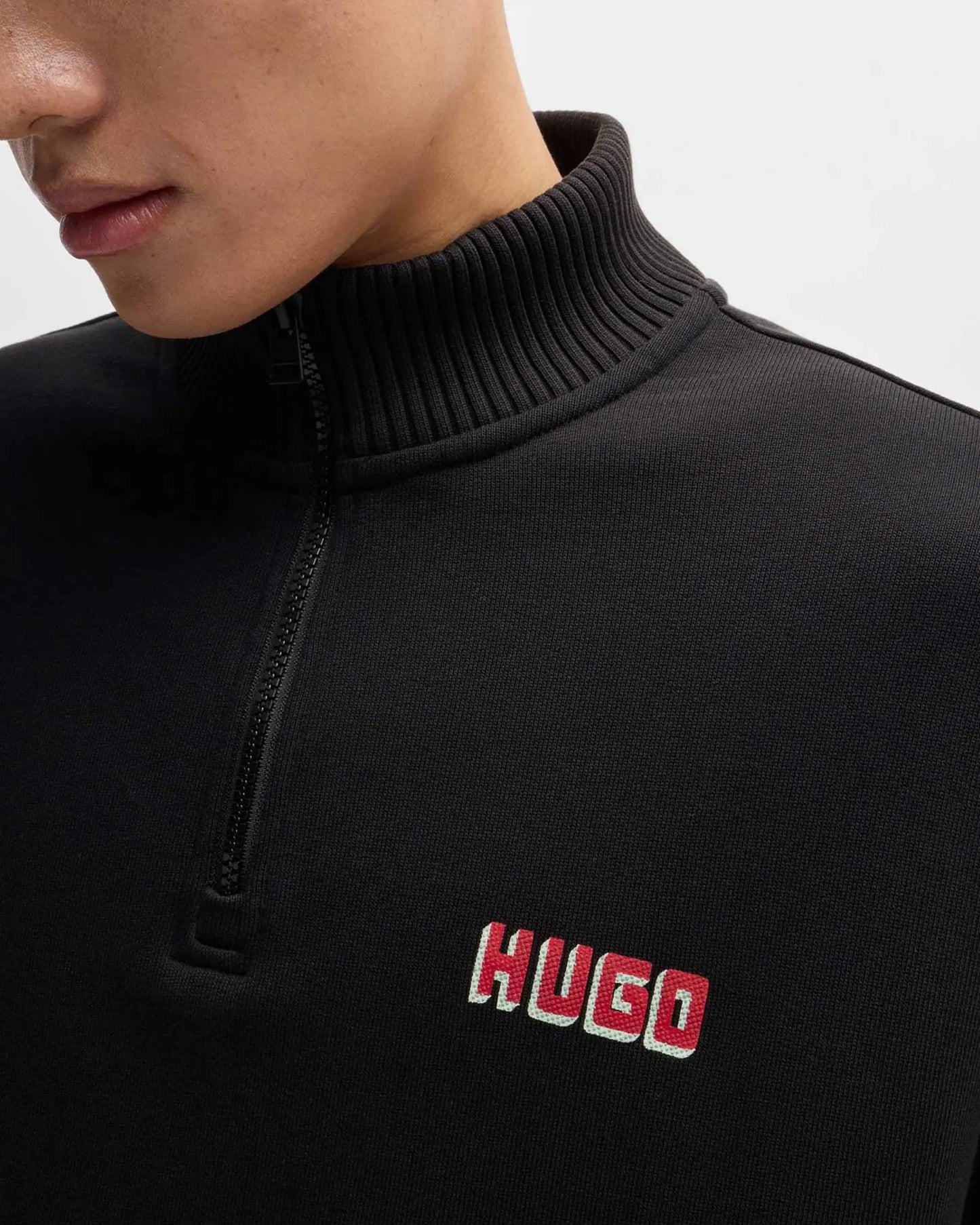 HUGO Men's Quarter-Zip High-Line Red