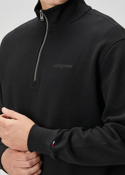 Tommy Jeans Waffle Knit Half-Zip Sweatshirt