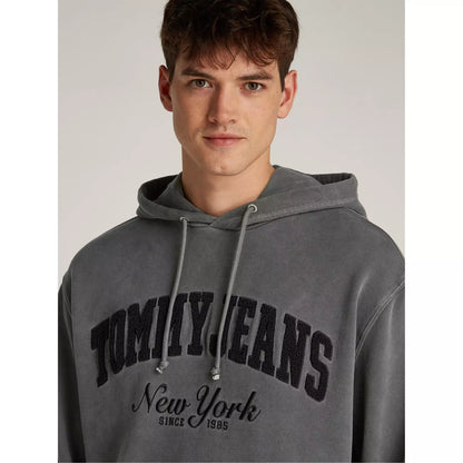 Tommy Jeans Washed Grey Hoodie - Embroidered Arch Logo