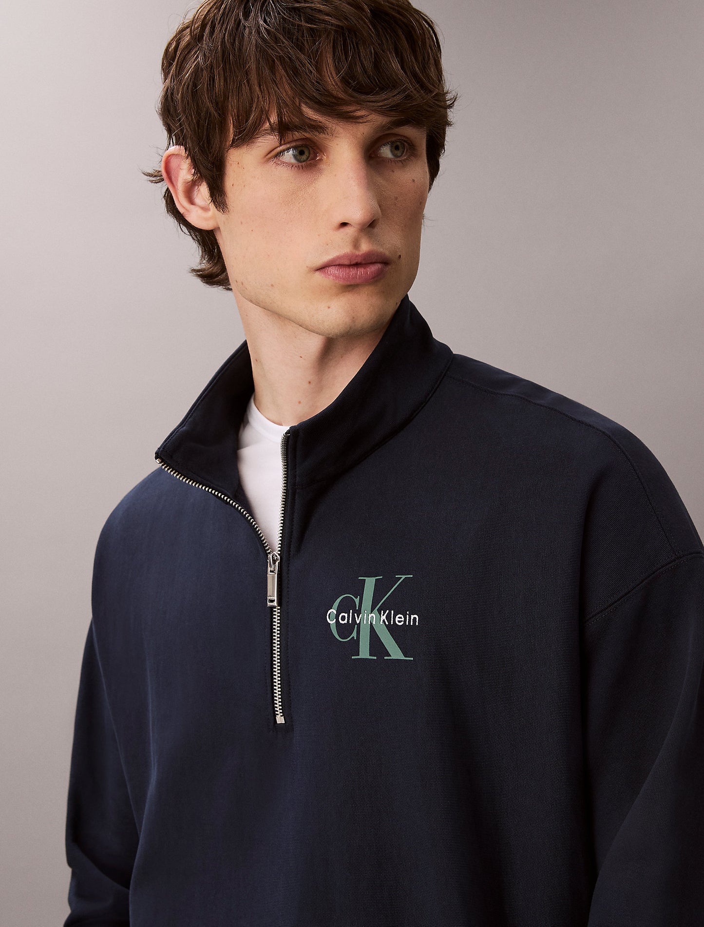 Calvin Klein Monogram Logo Quarter-Zip Sweatshirt