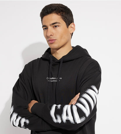 Calvin Klein Jeans Hoodie - Black Graphic Sweatshirt with Sleeve Print