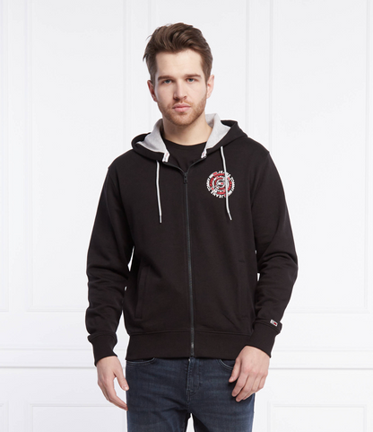 Tommy Jeans Black Zip-Up Hoodie with Back Print - Premium Cotton