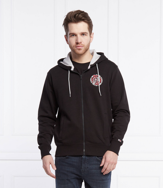 Tommy Jeans Black Zip-Up Hoodie with Back Print - Premium Cotton