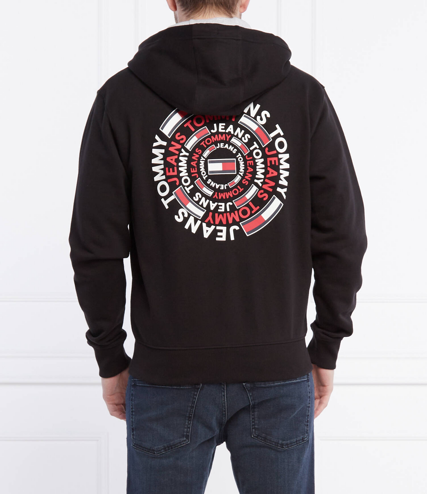 Tommy Jeans Black Zip-Up Hoodie with Back Print - Premium Cotton