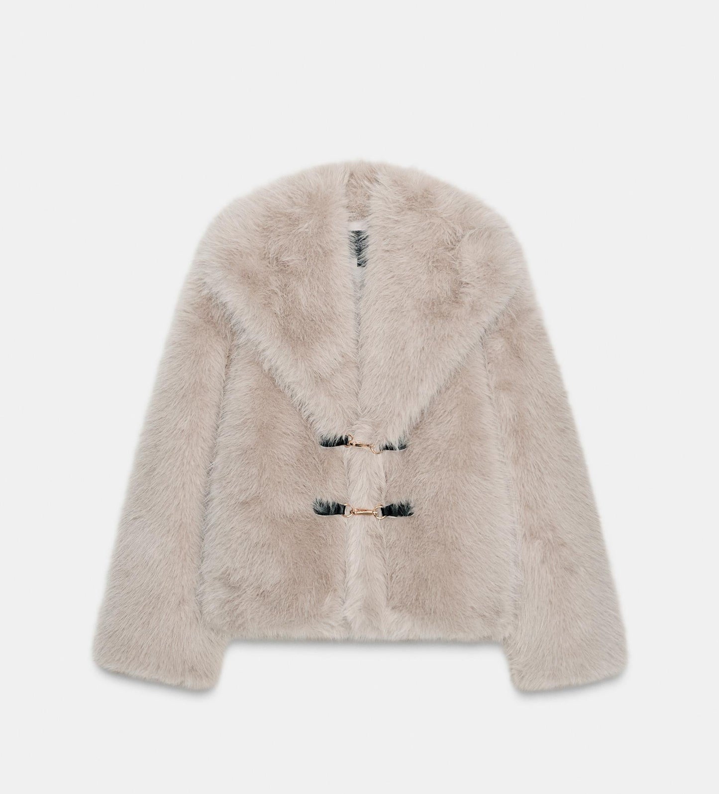 Zara SHORT FAUX FUR COAT WITH TOGGLES
