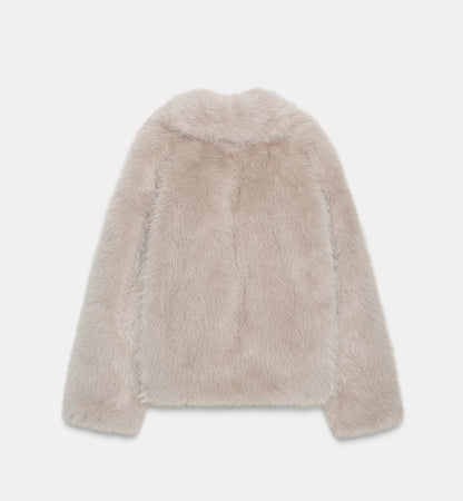 Zara SHORT FAUX FUR COAT WITH TOGGLES