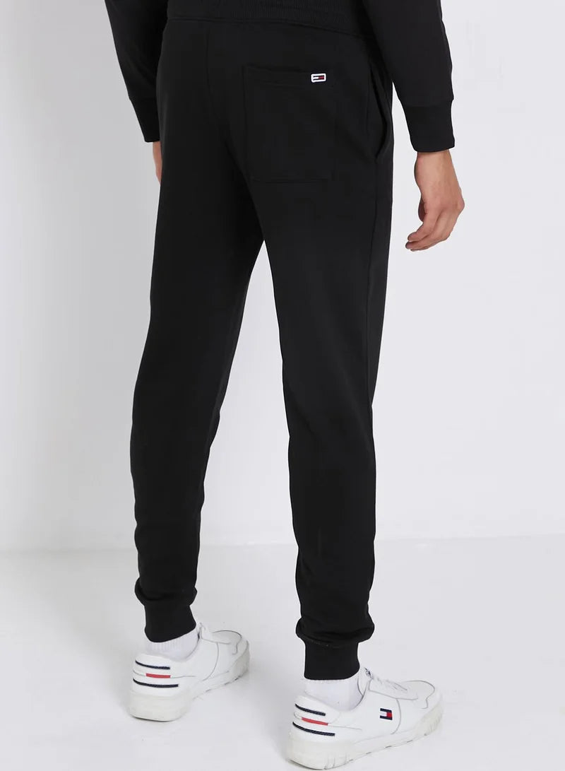 Tommy Jeans Black Joggers with Vertical NYC Logo and Back Pocket
