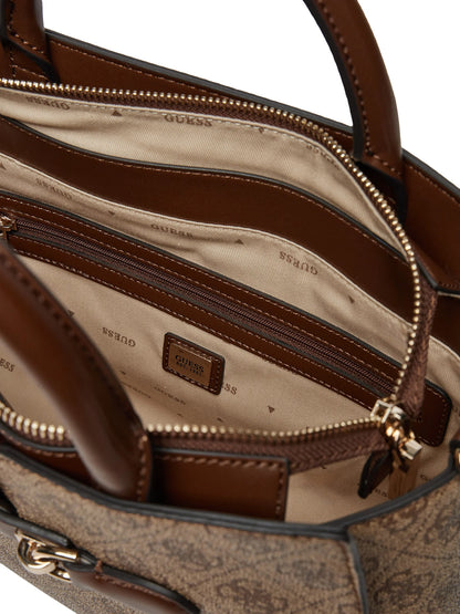 GUESS Women's Black Patent Glossy Crossbody Bag with Gold Buckle Detail