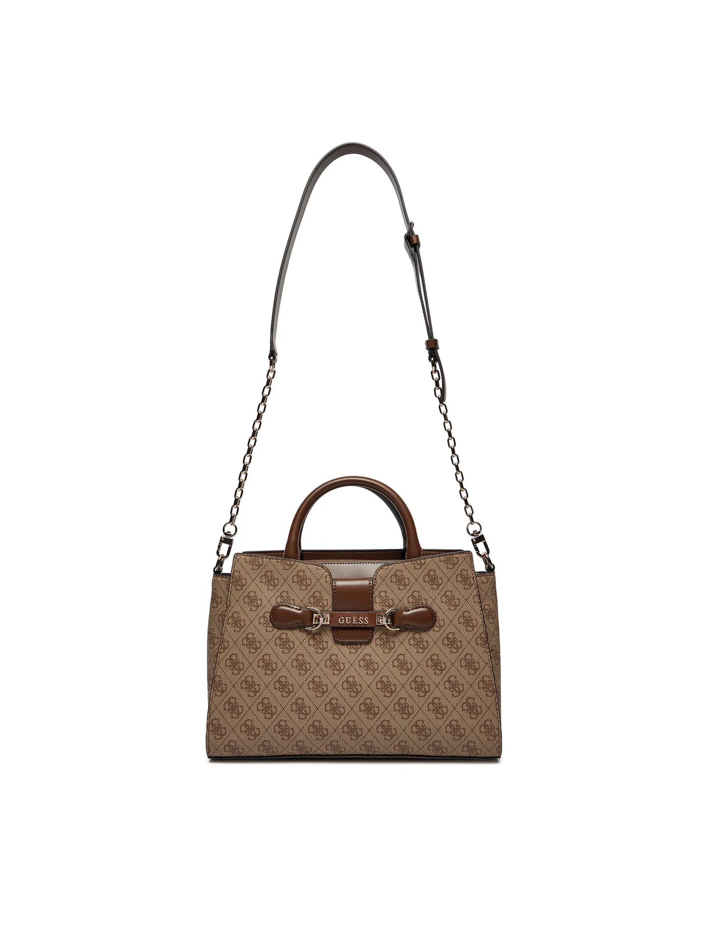 GUESS Women's Black Patent Glossy Crossbody Bag with Gold Buckle Detail