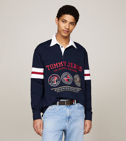 Tommy Jeans Archive Graphic Rugby Polo Shirt Ledger Fit