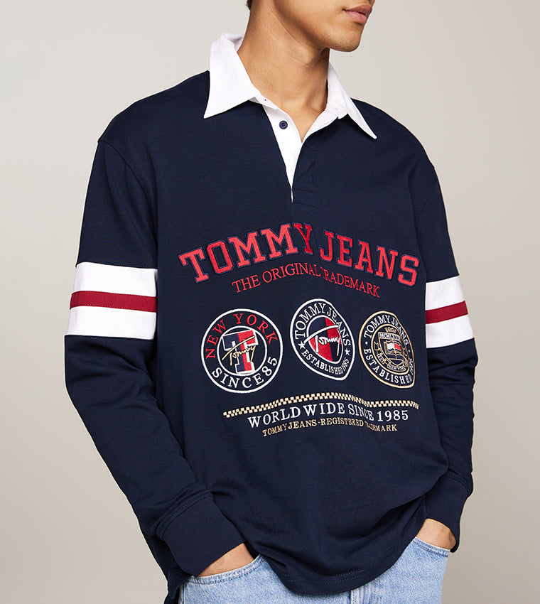 Tommy Jeans Archive Graphic Rugby Polo Shirt Ledger Fit