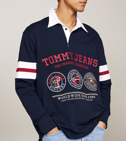 Tommy Jeans Archive Graphic Rugby Polo Shirt Ledger Fit