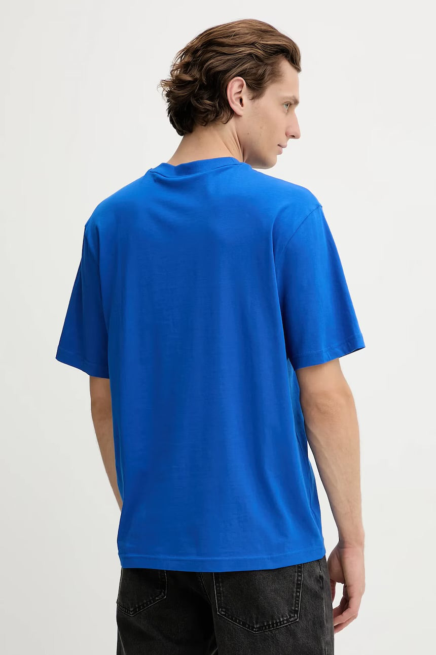 BOSS Cotton T-Shirt with Shark Graphic Print in Wavy Frame