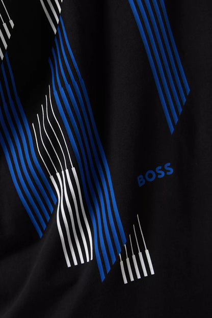 BOSS Cotton T-Shirt with Horizontal Stacked Graphic Lines